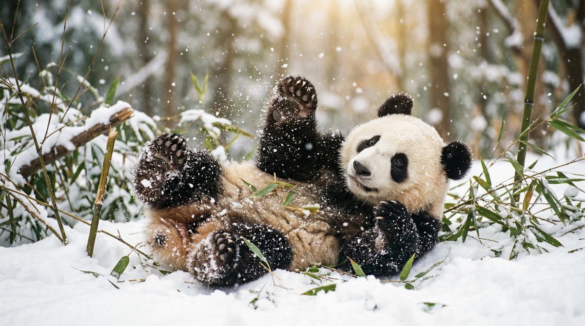 无忧传媒熊猫视频 雪地嬉戏